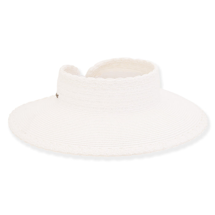Scalloped Edge Wrap Around Visor Hat - Sun 'N' Sand Hats Visor Cap Sun N Sand Hats HH2730A White