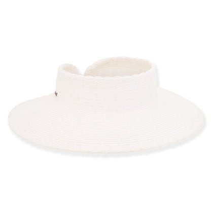 Scalloped Edge Wrap Around Visor Hat - Sun 'N' Sand Hats Visor Cap Sun N Sand Hats HH2730A White