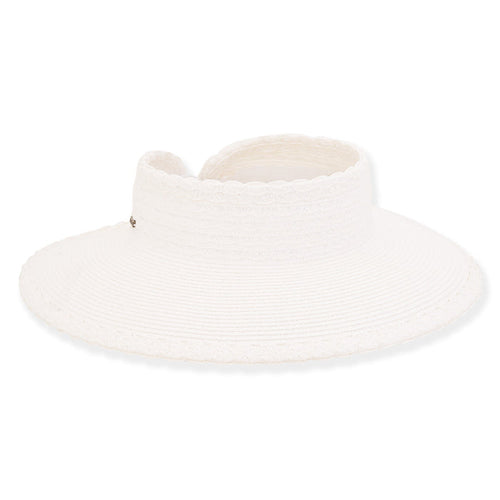 Scalloped Edge Wrap Around Visor Hat - Sun 'N' Sand Hats Visor Cap Sun N Sand Hats HH2730A White