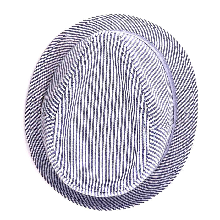 Seersucker Navy Stripe Cotton Fedora Hat -Stetson Hats Fedora Hat Stetson Hats