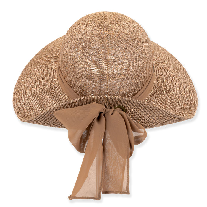 Sequin Knit Pinned Up Back Facesaver Hat - Sun 'N' Sand Hats Facesaver Hat Sun N Sand Hats