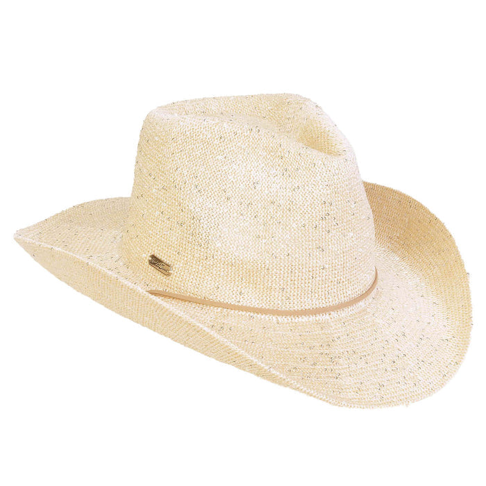 Sequin Speckled Knit Cowgirl Hat with Chin Strap - Sun 'N' Sand Hats Cowboy Hat Sun N Sand Hats HH3306A Natural OS (58 cm)
