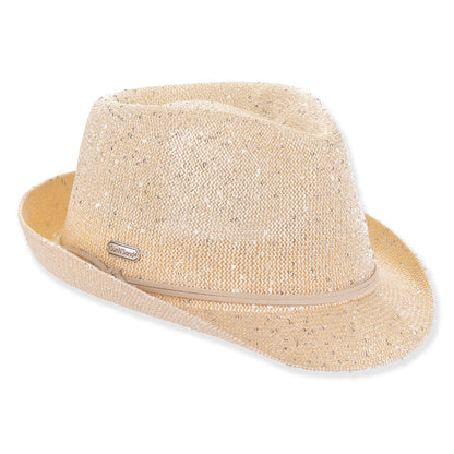 Sequin Speckled Knit Fedora for Women - Sun 'N' Sand Hats Fedora Hat Sun N Sand Hats HH3567A Natural OS (58 cm)