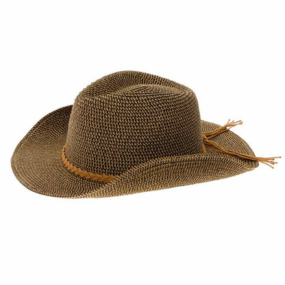 Shapeable Brim Straw Cowboy Hat - Boardwalk Style Cowboy Hat Boardwalk Style Hats DA1954-BRN Brown/Tan OS (57 cm)