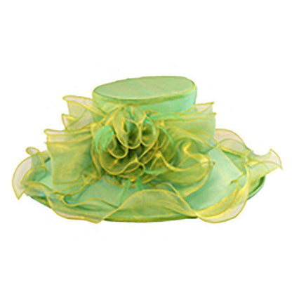 Sheer Satin Organza Hat with Ruffled Edge Dress Hat Something Special LA HTO1264GR Green