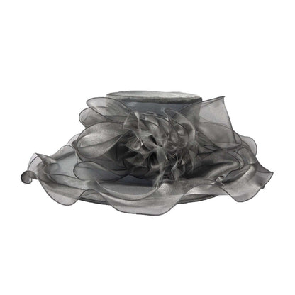 Sheer Satin Organza Hat with Ruffled Edge Dress Hat Something Special LA WSSK763SL Silver
