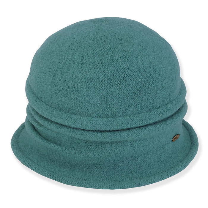 Sienna Pleated Boiled Wool Women's Beanie Hat - Adora® Hats Beanie Adora Hats AD1629B Blue Medium (57 cm)