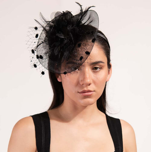 Silk Flower and Dotted Netting Fascinator - Something Special Fascinator Something Special LA
