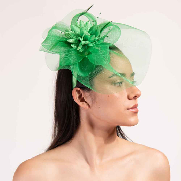Silk Flower Center Tulle Fascinator - Something Special Fascinator Something Special LA
