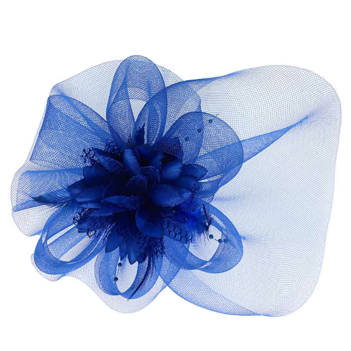 Silk Flower Center Tulle Fascinator - Something Special Fascinator Something Special LA HTH2723RBL Royal Blue
