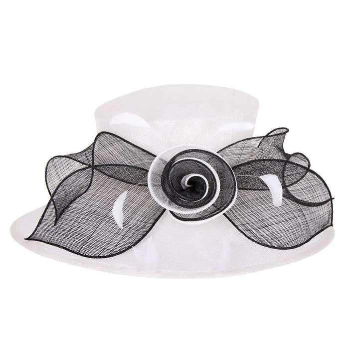 Sinamay Dress Hat with Rose and Bow Dress Hat Something Special LA hts1270WH White