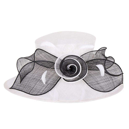 Sinamay Dress Hat with Rose and Bow Dress Hat Something Special LA hts1270WH White