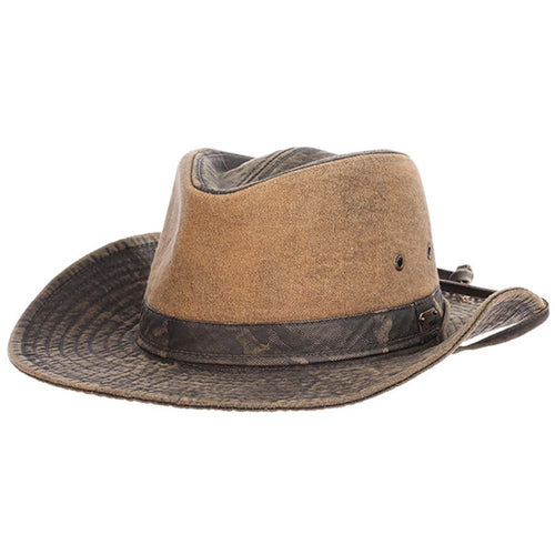 Skyebar Cloth Safari Hat with Camo Band - Stetson Hats Safari Hat Stetson Hats STW318-BRN2 Tan Medium
