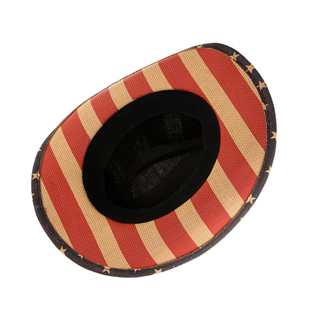 Small Heads USA Flag Pattern Patriotic Cowboy Hat - Boardwalk Hats Cowboy Hat Boardwalk Style Hats