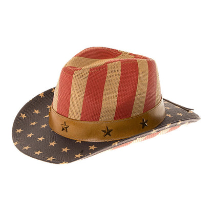 Small Heads USA Flag Pattern Patriotic Cowboy Hat - Boardwalk Hats Cowboy Hat Boardwalk Style Hats DA2965-STRP Stripes Small (54 cm)