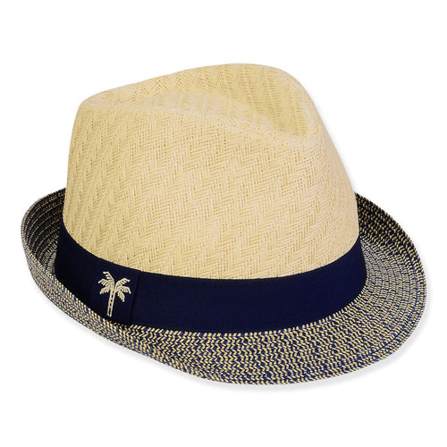 Small Size Fedora Hat with Woven Straw Crown - Sunny Dayz™ Fedora Hat Sun N Sand Hats HK520 Natural Small (54 cm)