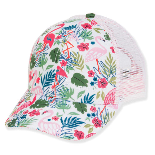 Small Size Flamingo Trucker Cap - Sunny Dayz Hat Cap Sun N Sand Hats HK507 Flamingo Small (54 cm)