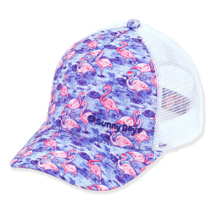 Small Size Pink Flamingo Trucker Cap - Sunny Dayz Hat Cap Sun N Sand Hats HK560 Flamingo Small (54 cm)