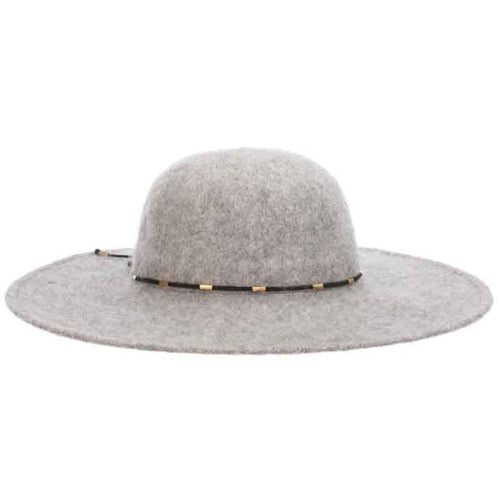 Soft Boiled Wool Floppy Hat with Beaded Tie - Scala Hats Wide Brim Hat Scala Hats LW739-GREY Grey OS