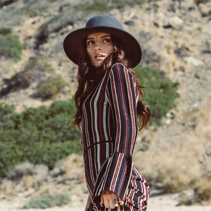 Soft Boiled Wool Floppy Hat with Beaded Tie - Scala Hats Wide Brim Hat Scala Hats