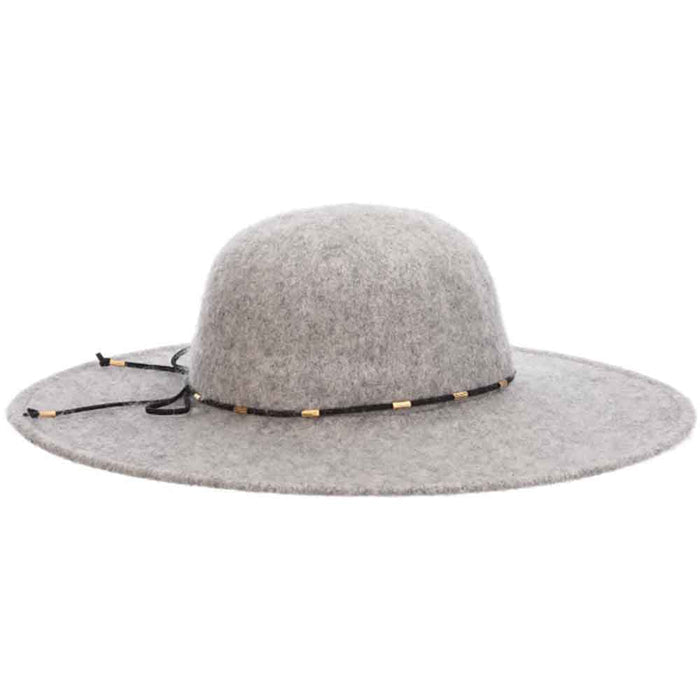 Soft Boiled Wool Floppy Hat with Beaded Tie - Scala Hats Wide Brim Hat Scala Hats