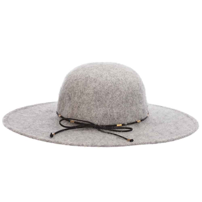 Soft Boiled Wool Floppy Hat with Beaded Tie - Scala Hats Wide Brim Hat Scala Hats