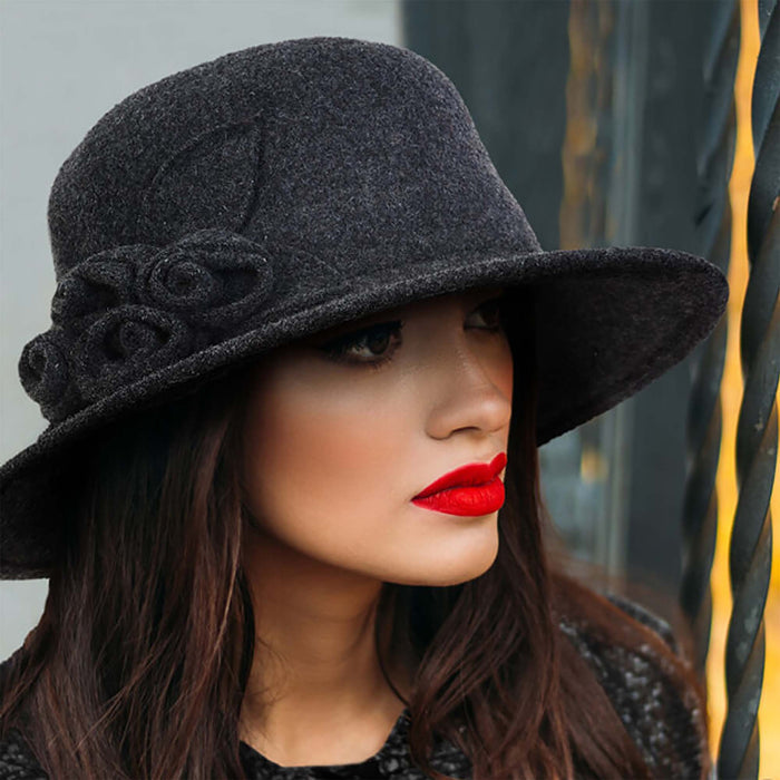 Soft Wool Hat with Rosettes - Adora Hats Cloche Adora Hats