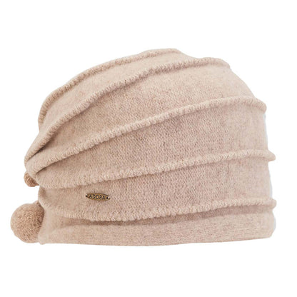 Soft Wool Pleated Beanie with Pom Pom Accent - Adora Hat® Beanie Adora Hats AD1340B Beige OS (58 cm)