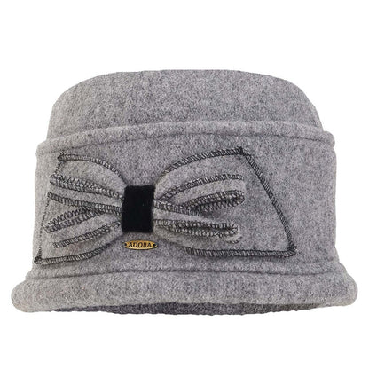 Soft Wool Skull Cap Beanie with Bow for Women - Adora Hat® Beanie Adora Hats AD1446C Grey OS (57 cm)