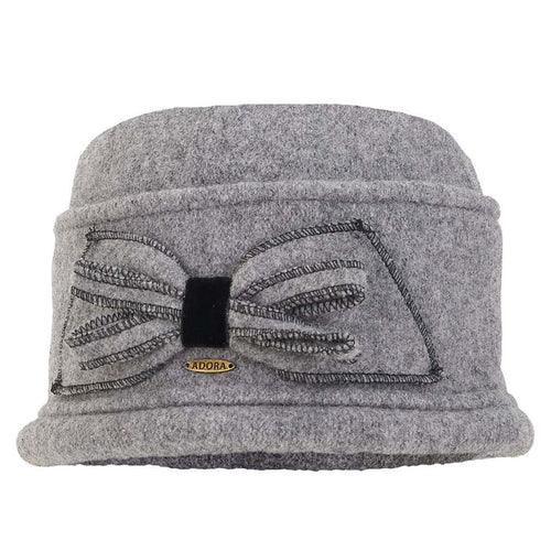Soft Wool Skull Cap Beanie with Bow for Women - Adora Hat® Beanie Adora Hats AD1446C Grey OS (57 cm)