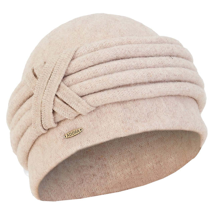 Soft Wool Turban Beanie with Piping Accent - Adora Hat® Beanie Adora Hats AD1451A Beige OS (57 cm)