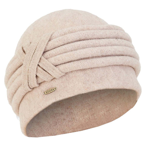 Soft Wool Turban Beanie with Piping Accent - Adora Hat® Beanie Adora Hats AD1451A Beige OS (57 cm)