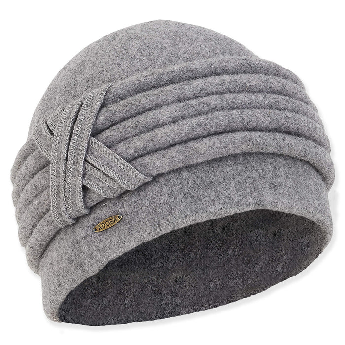 Soft Wool Turban Beanie with Piping Accent - Adora Hat® Beanie Adora Hats AD1451B Grey OS (57 cm)