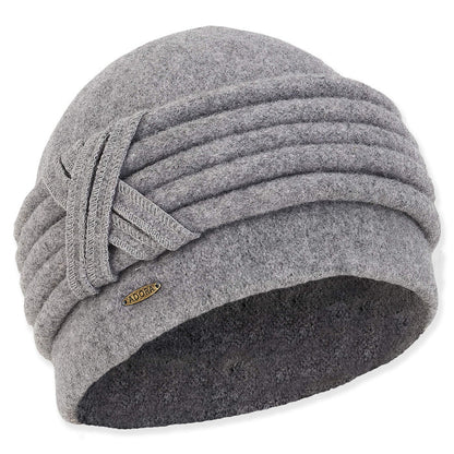Soft Wool Turban Beanie with Piping Accent - Adora Hat® Beanie Adora Hats AD1451B Grey OS (57 cm)