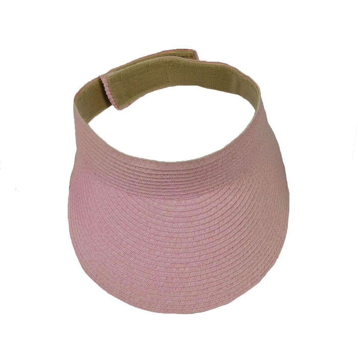 Solid Color Straw Sun Visor - Jeanne Simmons Accessories Visor Cap Jeanne Simmons Accessories js6300PK Pink