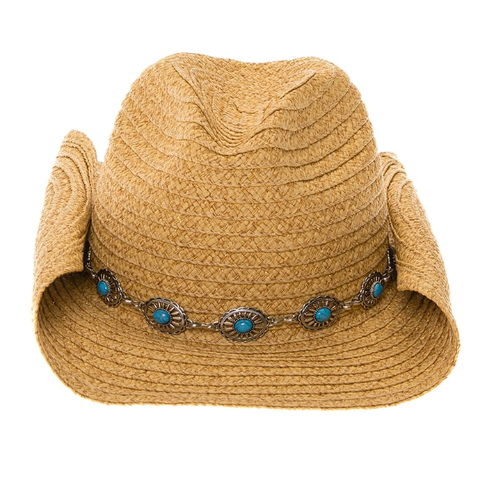 Southwestern Silver and Blue Conchos Hat Band for Hat Bar Tailoring Hat Bands SetarTrading Hats