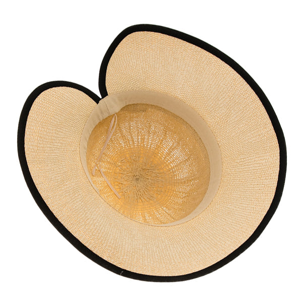 Split Back with Bow Bangkok Straw Sun Hat - Boardwalk Hats Wide Brim Hat Boardwalk Style Hats