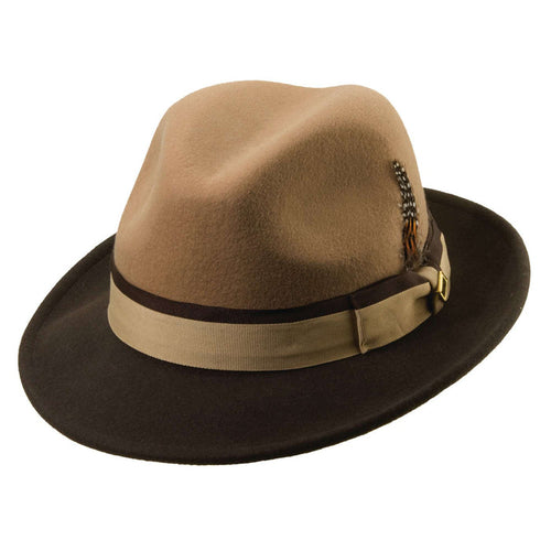 Stacy Adams Two Tone Fedora Hat Fedora Hat Stacy Adams Hats MWWF98BGM Beige M