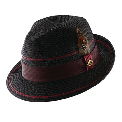 Stacy Adams Two Tone Pinch Front Fedora Hat Fedora Hat Stacy Adams Hats MSsa589BKM Black M