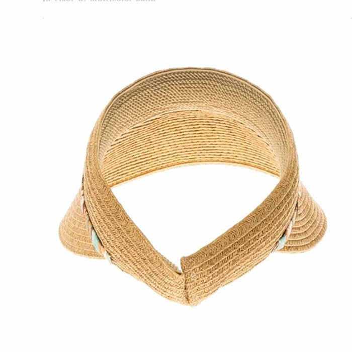 Straw Clip On Sun Visor with Colorful Shimmery Band - Sun 'N' Sand Hats Visor Cap Sun N Sand Hats