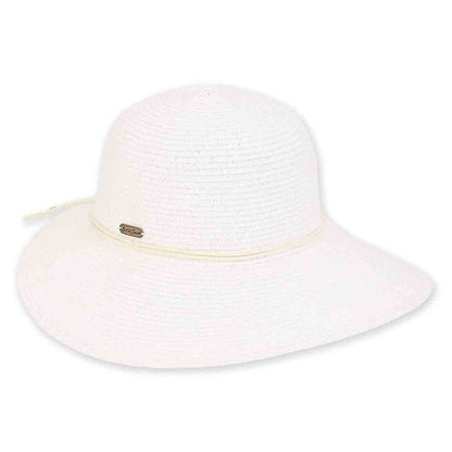 Straw Sun Hat with Leatherette Tie - Sun 'N' Sand Hats Wide Brim Hat Sun N Sand Hats HH2384D White OS (57 cm)