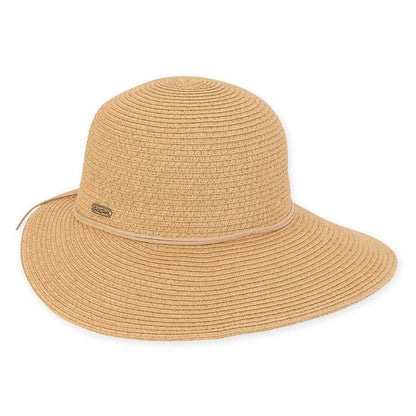 Straw Sun Hat with Leatherette Tie - Sun 'N' Sand Hats Wide Brim Hat Sun N Sand Hats HH2384B Tan OS (57 cm)