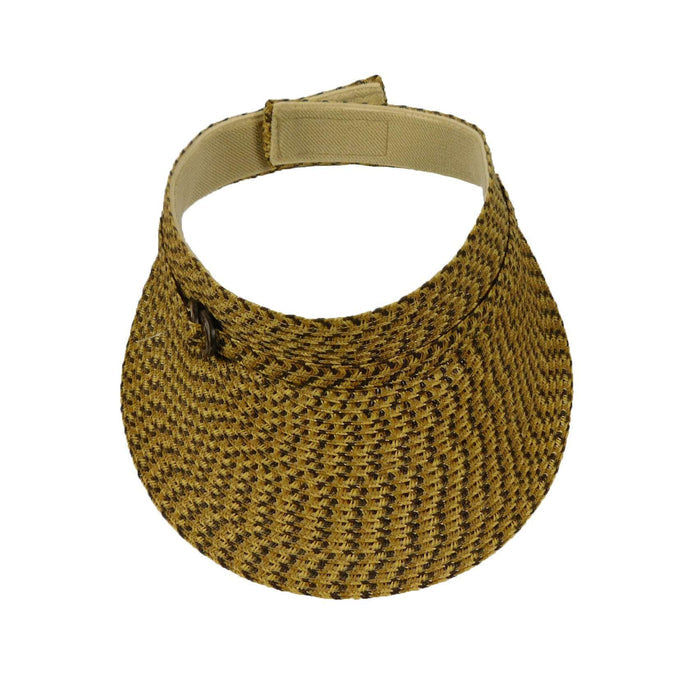 Straw Sun Visor with Belt Buckle Accent - Jeanne Simmons Accessories Visor Cap Jeanne Simmons Accessories