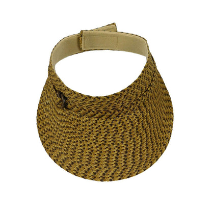 Straw Sun Visor with Belt Buckle Accent - Jeanne Simmons Accessories Visor Cap Jeanne Simmons Accessories