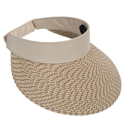 Straw Sun Visor with Fabric Band, 4" Bill, XS-L Size - Karen Keith Hats Visor Cap Great hats by Karen Keith BT88-TN Tan Tweed