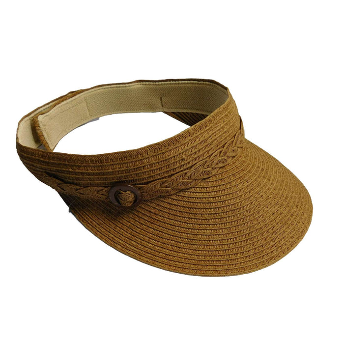 Straw Visor with Buckle Accent Visor Cap Boardwalk Style Hats WSPS656BN Brown