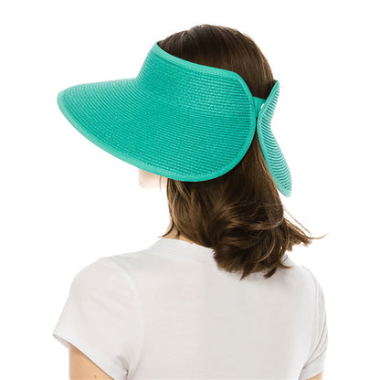 Straw Wrap Around Sun Visor Hat in Bright Colors - Boardwalk Style Visor Cap Boardwalk Style Hats