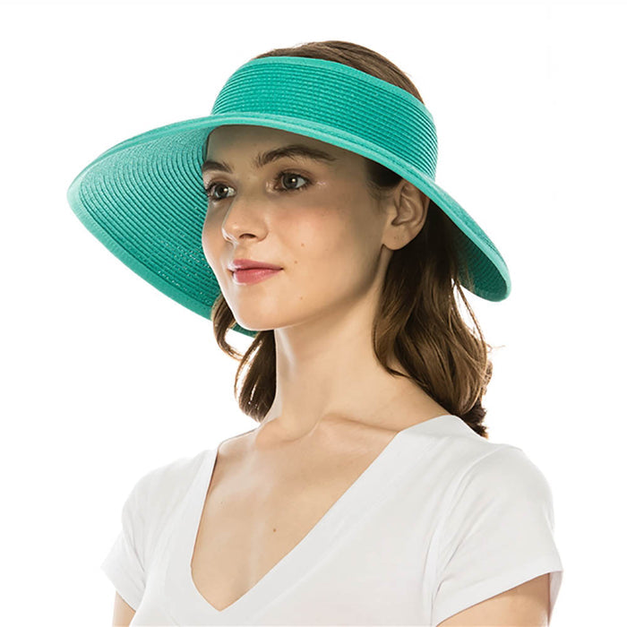 Straw Wrap Around Sun Visor Hat in Bright Colors - Boardwalk Style Visor Cap Boardwalk Style Hats