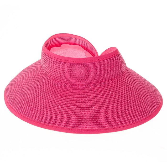 Straw Wrap Around Sun Visor Hat in Bright Colors - Boardwalk Style Visor Cap Boardwalk Style Hats DA148-FUC Fuchsia