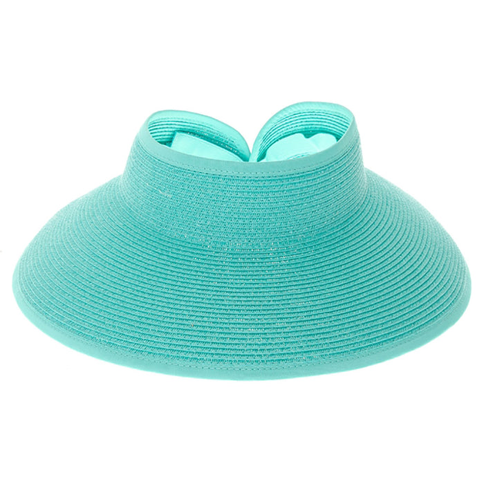 Straw Wrap Around Sun Visor Hat in Bright Colors - Boardwalk Style Visor Cap Boardwalk Style Hats DA148-TEAL Teal